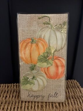 Mud Pie Fall Pumpkin Guest Napkins in Orange, Green, Cream